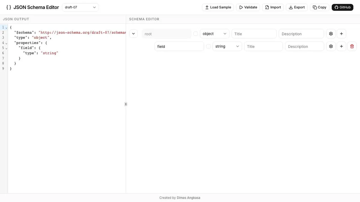 Visual JSON Schema Editor preview